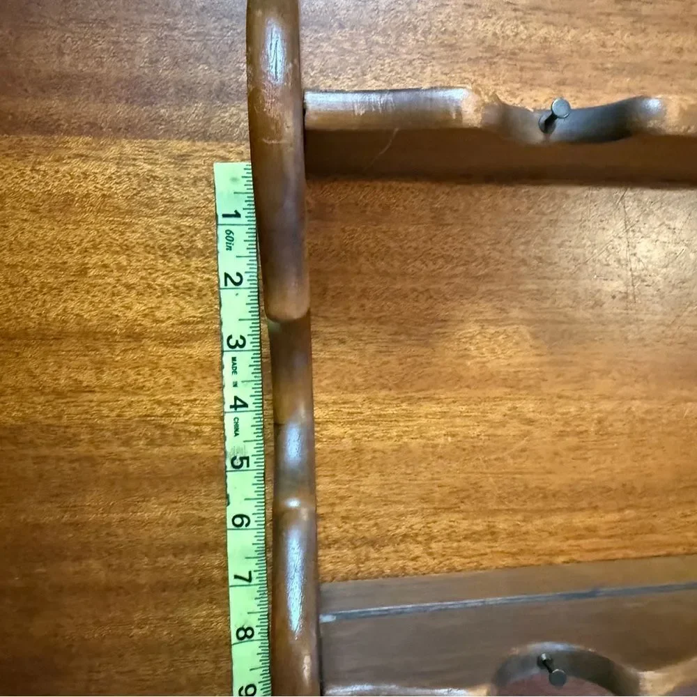 Vintage Wood Wall Plate Display Shelf Rack in Brown Classic Home Decor